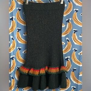 Endless Rose - Black Knit Skirt with Multicolor Trim